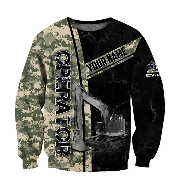 Premium Personalized 3D Printed Camo Excavator Operator Shirts MEI