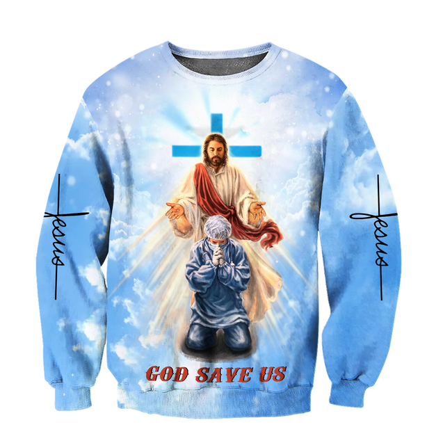 Premium Unisex Hoodie Easter Day Christian Jesus No7 ML God Save Us