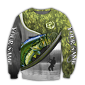 Custom name Bass fishing Fisherman Camo 3D Design print shirts