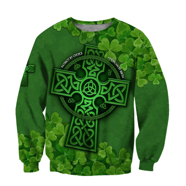 Premium Unisex Hoodie Irish St.Patrick  Celtic Cross And Shamrock  ML