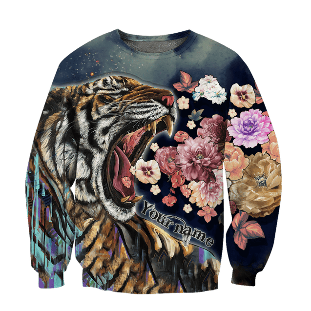 Customize Name Floral Tiger Hoodie For Men And Women HHT07042104