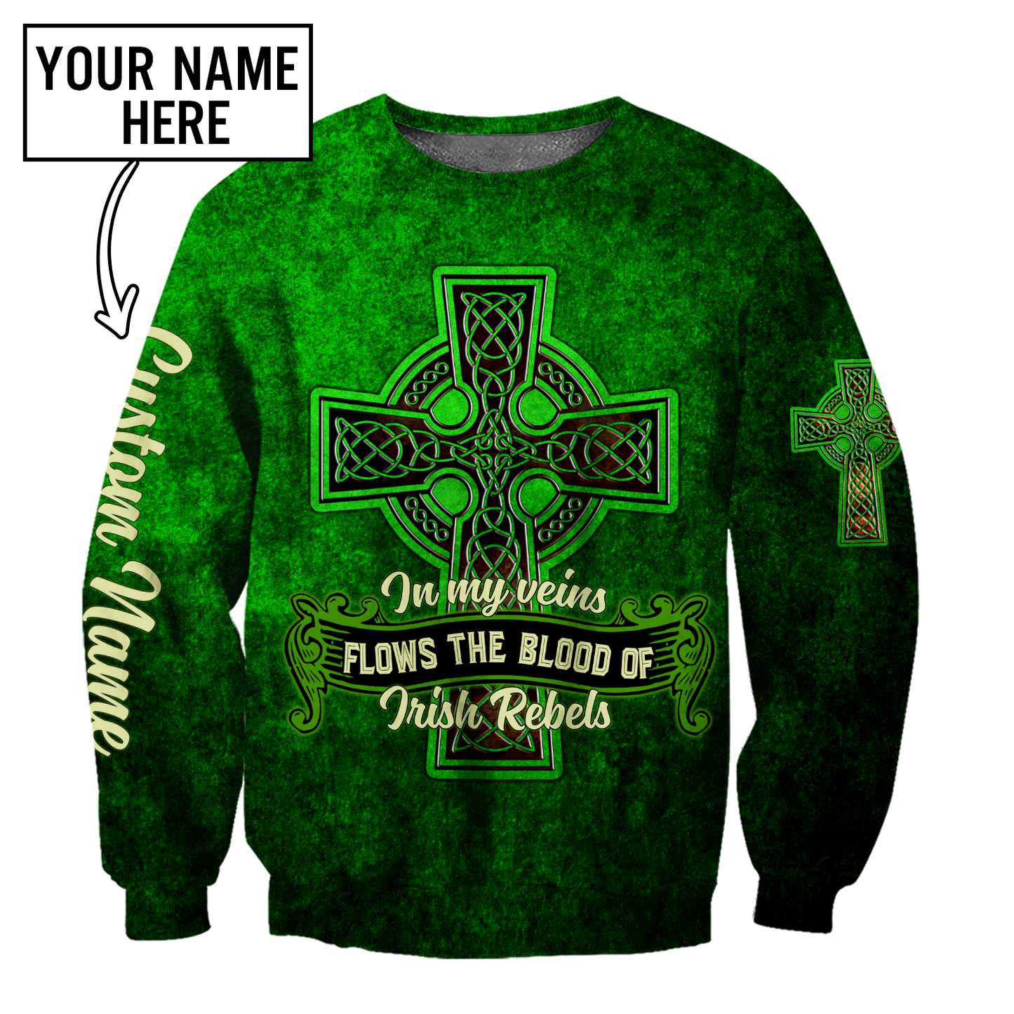 Irish Rebels St.Patrick day 3d hoodie shirt for men and women custom name