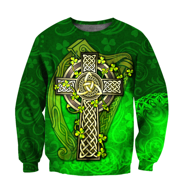 Premium Unisex Hoodie Irish St.Patrick  Celtic Cross And The Irish Harp ML