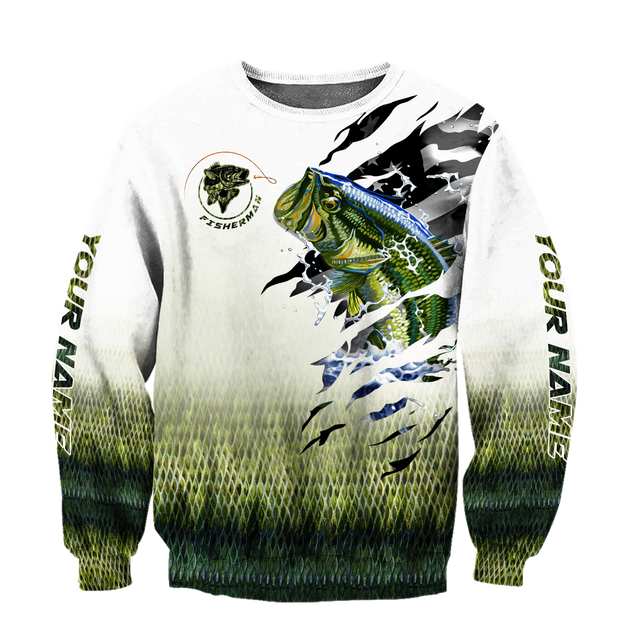 Custom name Bass fishing escape Skin camo 3D printed shirts