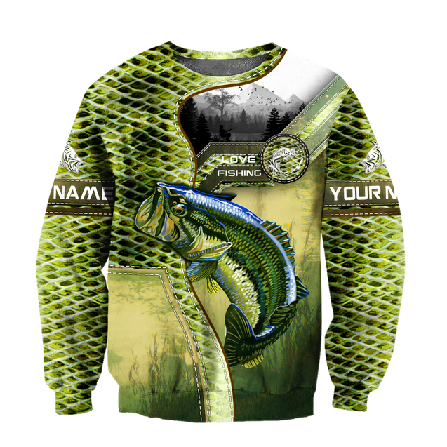 Custom name Bass Master Fishing camo 3D print shirts