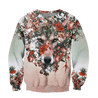Wolf Floral 3D All Over Printed Unisex Deluxe Hoodie ML