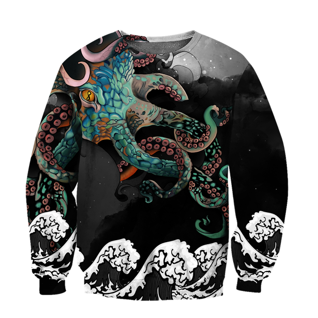 Premium Unisex Hoodie Japanese Octopus Irezumi Style ML