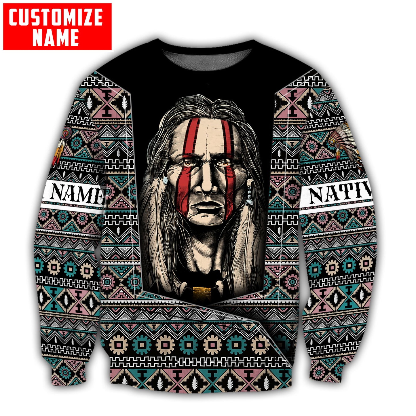Customized Name Native American 3D All Over Printed Unisex Shirts