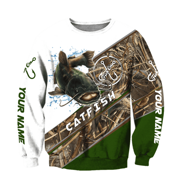 Custom name Catfish Fishing camo 3D print shirts