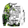 Custom name In my head I'm fishing Bass fishing Tattoo 3D print shirts