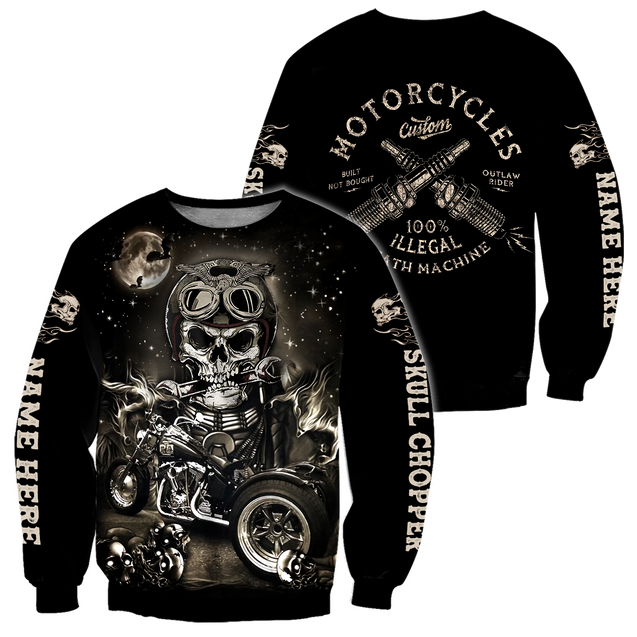 Customize Name Motorcycle Racing 3D All Over Printed Unisex Shirts Skull Chopper