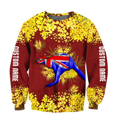 Custom name Australia Kangaroo Golden Wattle shirts