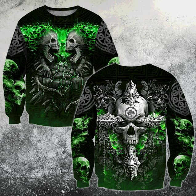 Irish Skull 3D All Over Printed Shirts For Men and Women