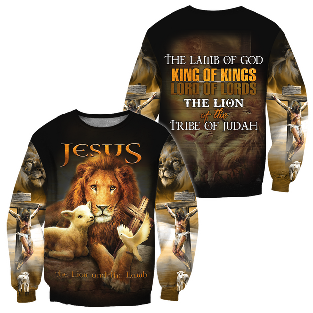 Jesus - The Lion And The Lamb 3D All Over Printed Shirts