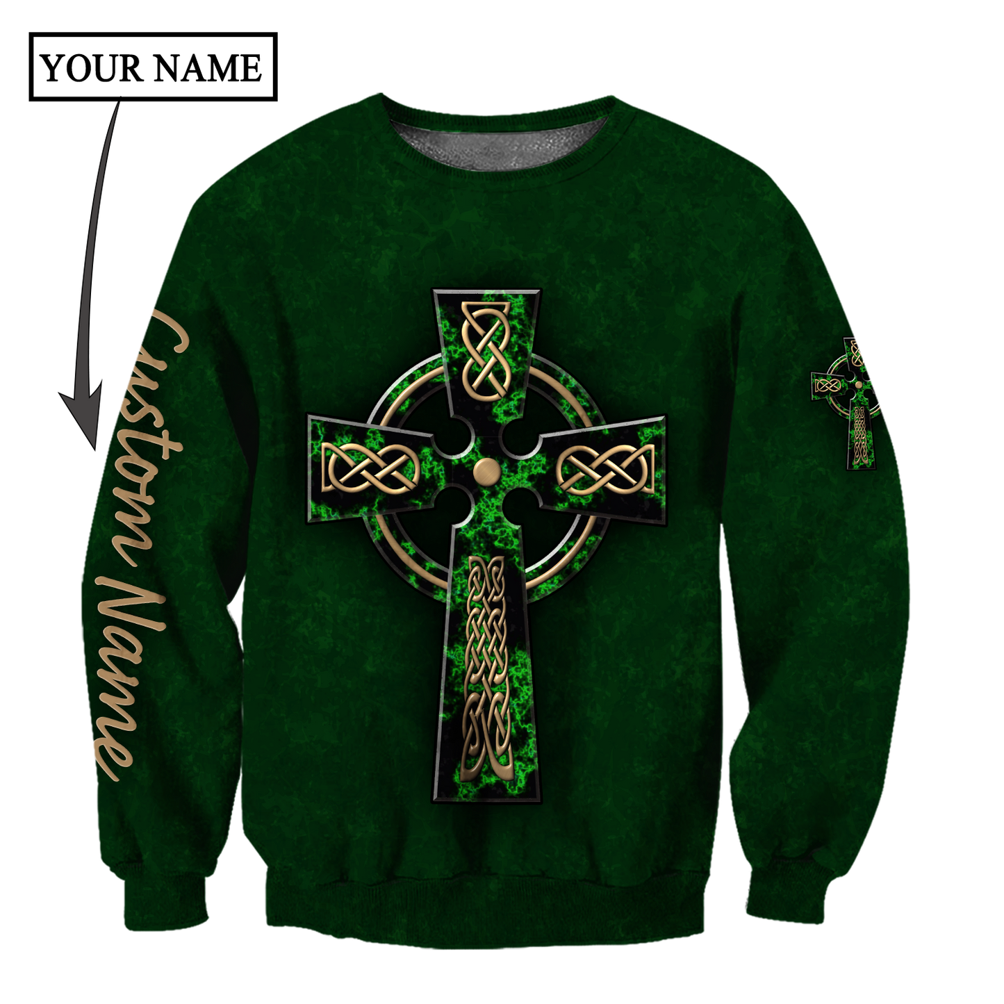 Irish St.Patrick cross 3d hoodie shirt for men and women custom name