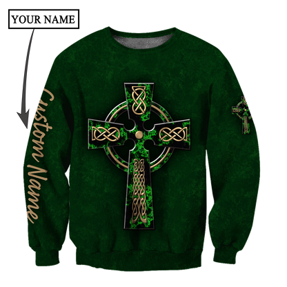 Irish St.Patrick cross 3d hoodie shirt for men and women custom name