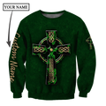 Irish St.Patrick cross 3d hoodie shirt for men and women custom name