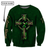 Irish St.Patrick cross 3d hoodie shirt for men and women custom name