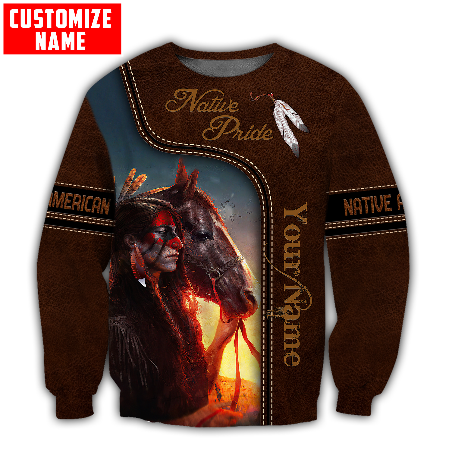 Customized name Native American 3D All Over Printed Unisex Shirts