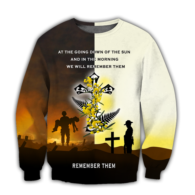 Premium Unisex Hoodie 3D All Over Printed Remember Them Anzac Day Kiwi And Fern ML