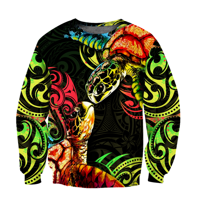 Premium Turtle Couple With Polynesian 3D All Over Printed Unisex Shirts