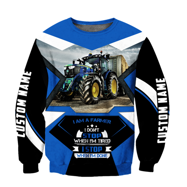 3D All Over Printed Tractor  Blue Unisex Shirts Custom Name XT PD04022101-S2