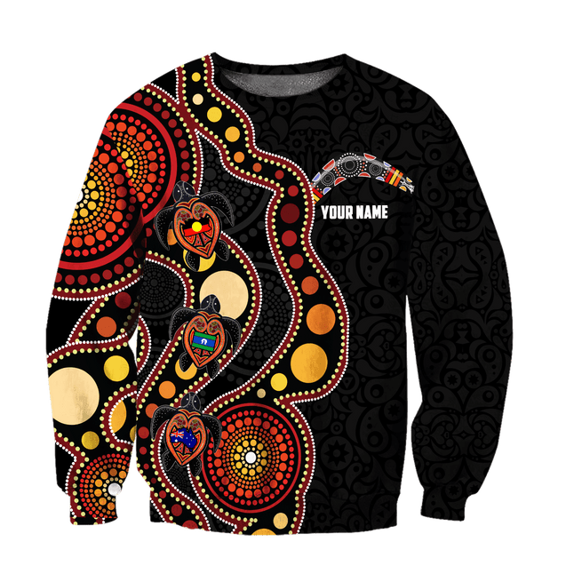 Custom name Aboriginal turtles circle dots 3D design printed shirts