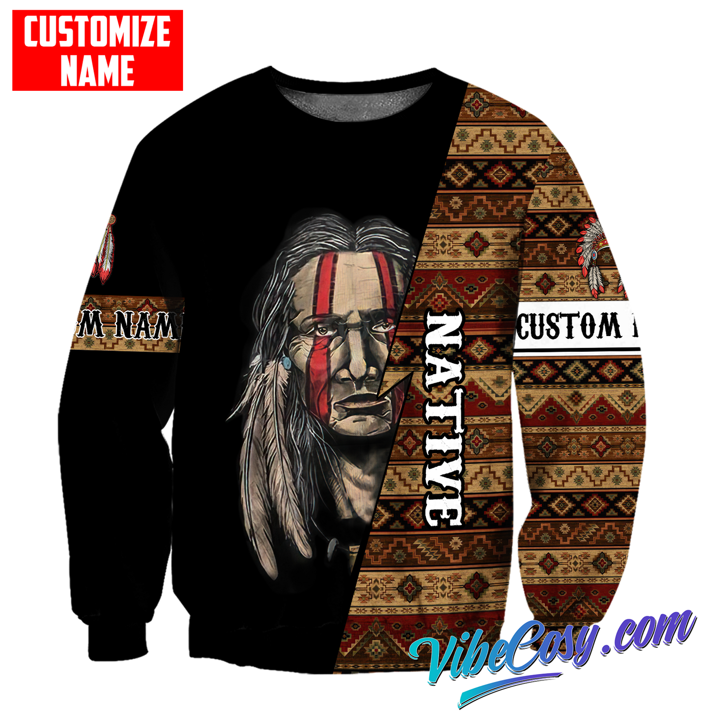 Customized name Native American 3D All Over Printed Unisex Shirts