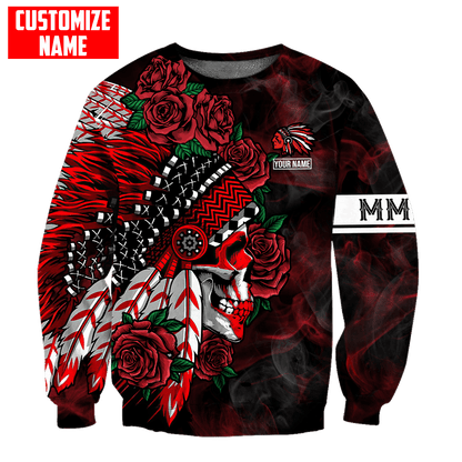 Customized name Native American Chief Skull MMIW Red Hand 3D All Over Printed Shirts