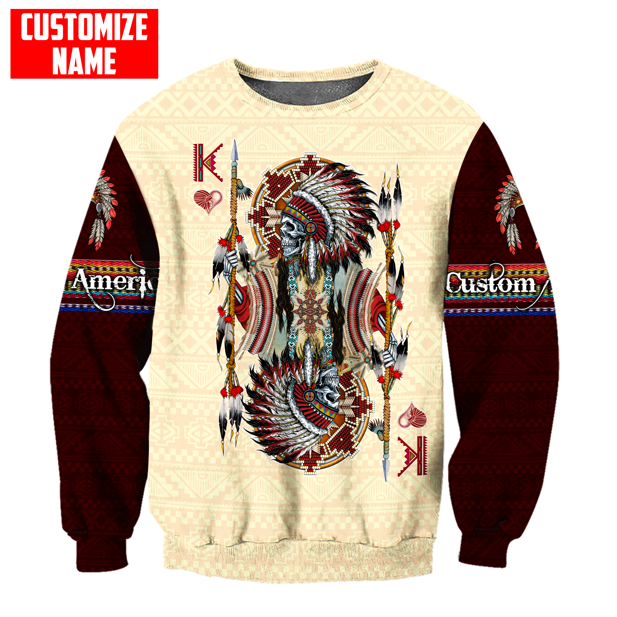 Customized name Native American 3D All Over Printed Unisex Shirts
