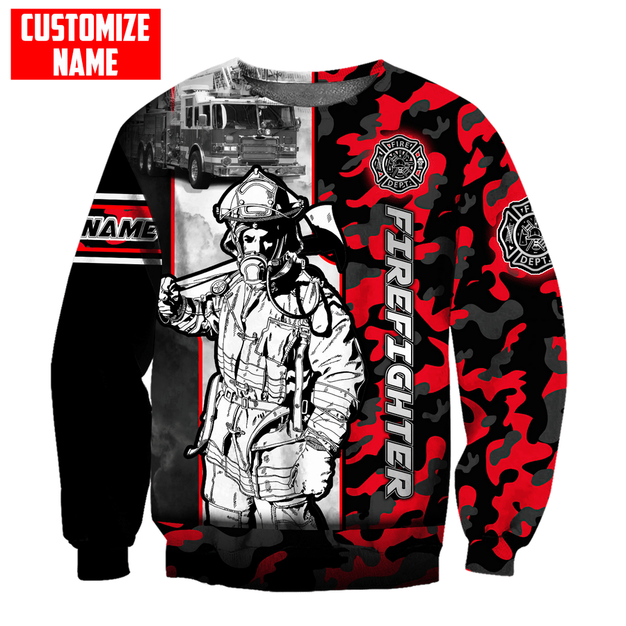 Customize Name Firefighter3D All Over Printed Combo Sweater + Sweatpant