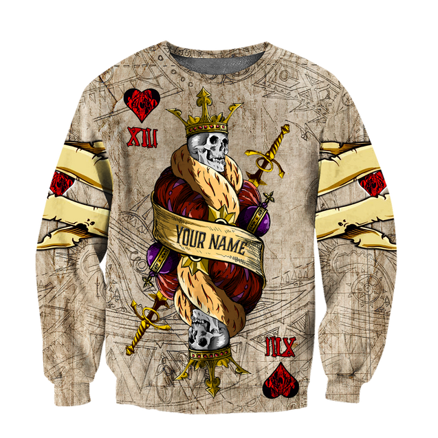 Customize Name Poker King Skull 3D All Over Printed Hoodie Shirts For Men And Women MH09122004ND