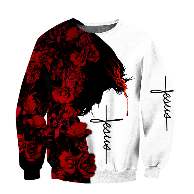 Premium Christian Jesus Catholic Red Roses 3D Printed Unisex Shirts