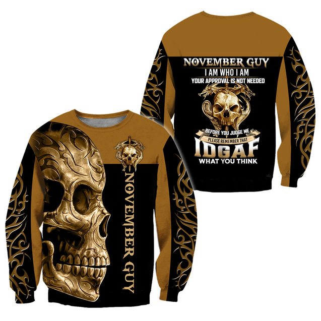 November Guy Skull 3D All Over Printed Shirts For Men and Women