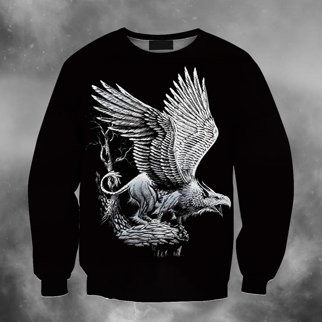 3D All Over Print White Eagle-Apparel-PHLong-Sweatshirt-S-Vibe Cosy™