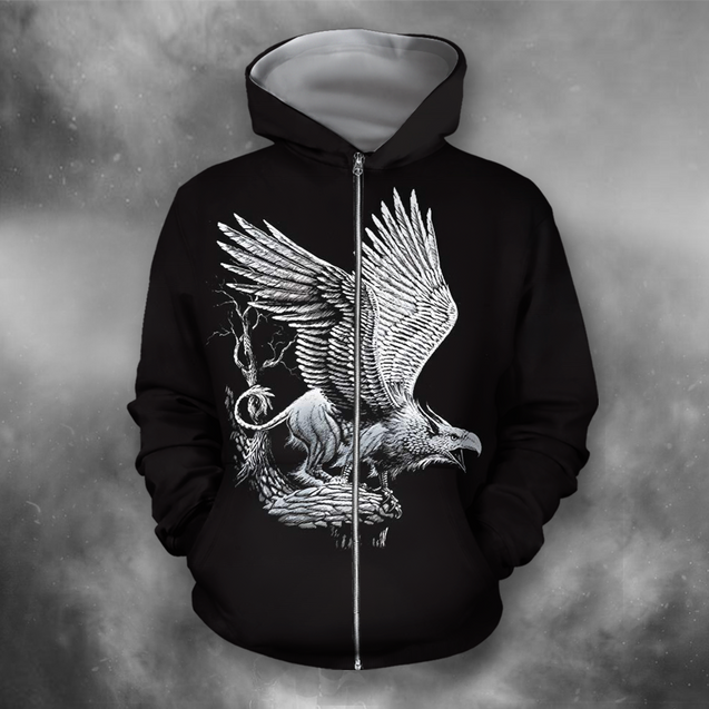 3D All Over Print White Eagle-Apparel-PHLong-Zip-S-Vibe Cosy™