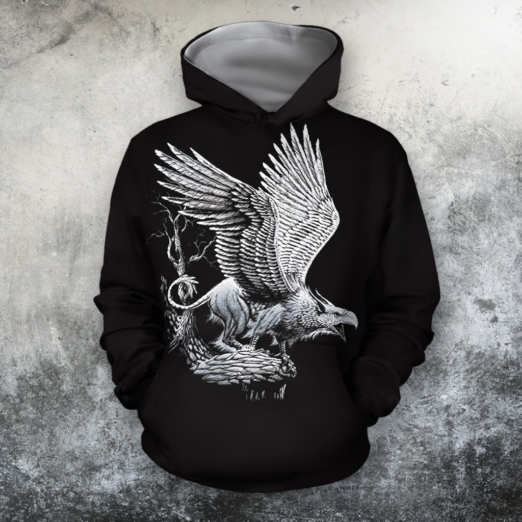 3D All Over Print White Eagle-Apparel-PHLong-Hoodie-S-Vibe Cosy™