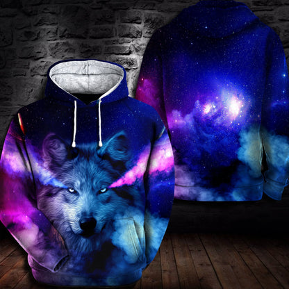 3D All Over Print blue and red wolf black wall brick background Hoodie-Apparel-HD09-Hoodie-S-Vibe Cosy™