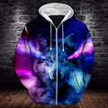 3D All Over Print blue and red wolf black wall brick background Hoodie-Apparel-HD09-Zipped Hoodie-S-Vibe Cosy™