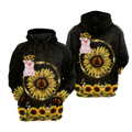 Lovely Pig And Sunflower 3D All Over Printed Shirts