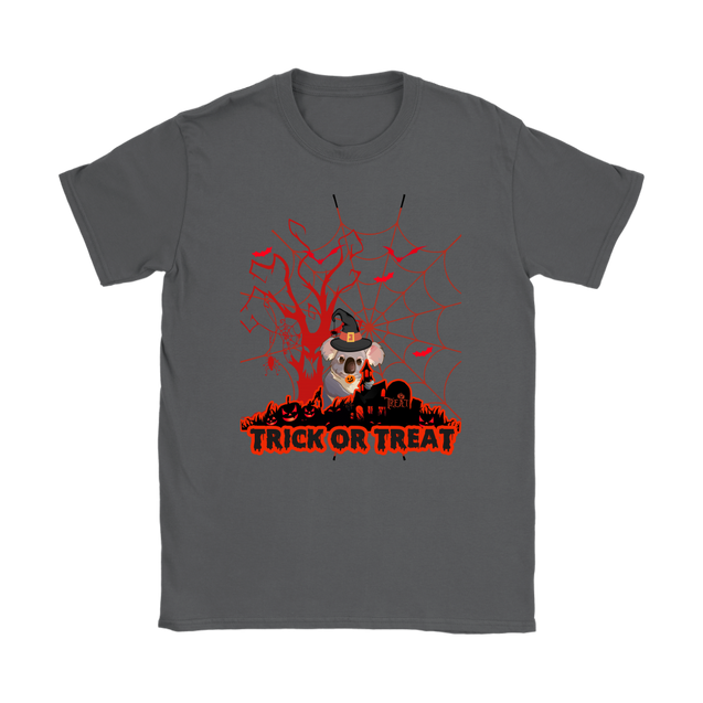 Australian Koala Trick or Treat Halloween Red T-Shirt 01 H9-T-SHIRTS-HP Arts-Gildan Womens T-Shirt-Charcoal-S-Vibe Cosy™