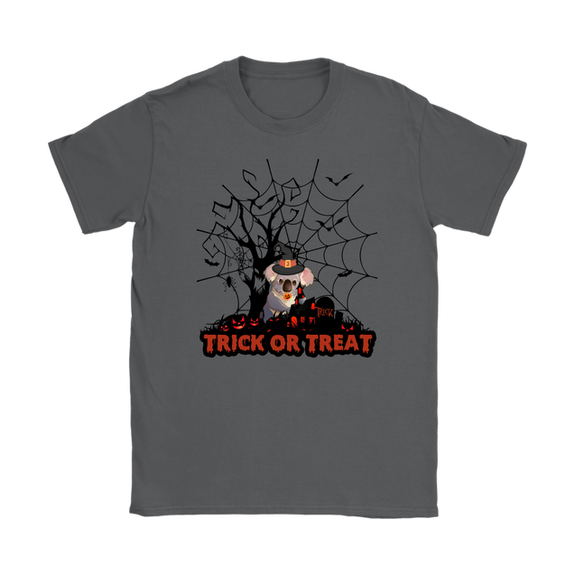 Australian Koala Trick or Treat Halloween T-Shirt 02 H9-T-SHIRTS-HP Arts-Gildan Womens T-Shirt-Charcoal-S-Vibe Cosy™