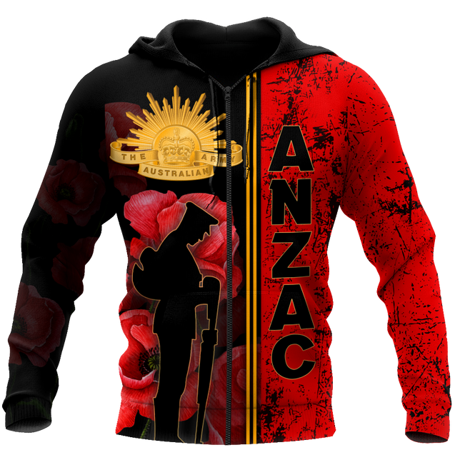 Premium Anzac Day Australian Army Poppy 3D Printed Unisex Shirts TN NTN03042104