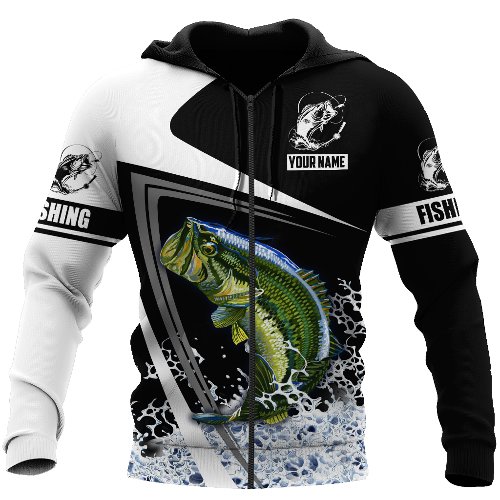 Custom name Bass Fishing Hoodie 3D print shirts