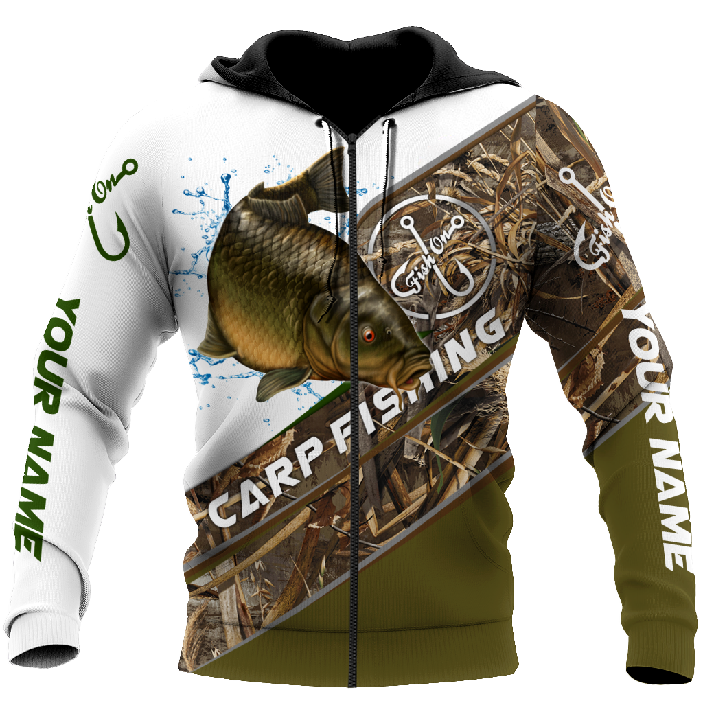 Custom name Carp Fishing camo 3D print shirts