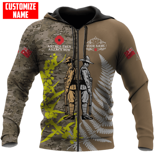 Custom name Anzac day The ode remembrance Soldier 3D printed shirts