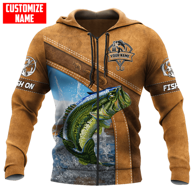 Custom name Bass Fishing Jumping 3D printed shirts