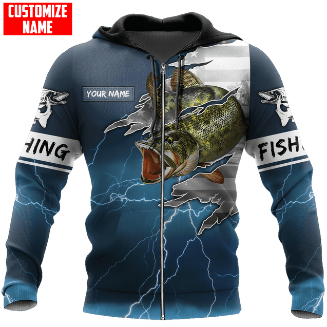 Northern Pike Fishing US Flag Custom name fishing shirts for men and women