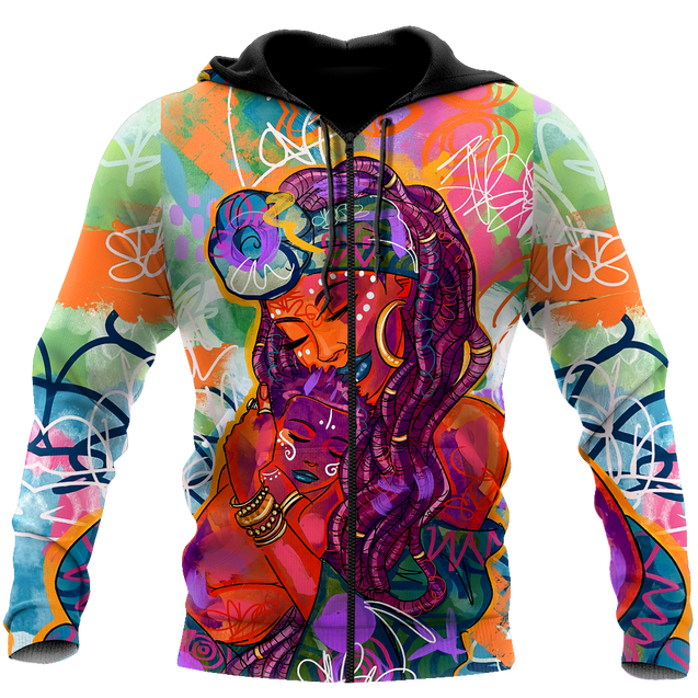 African Strong Mom And Son Unisex Deluxe Hoodie ML