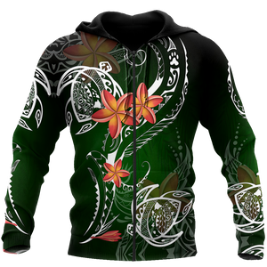 Amazing Polynesian Frangipani And Tattoo Hawaii Style Unisex Deluxe Zip Hoodie ML